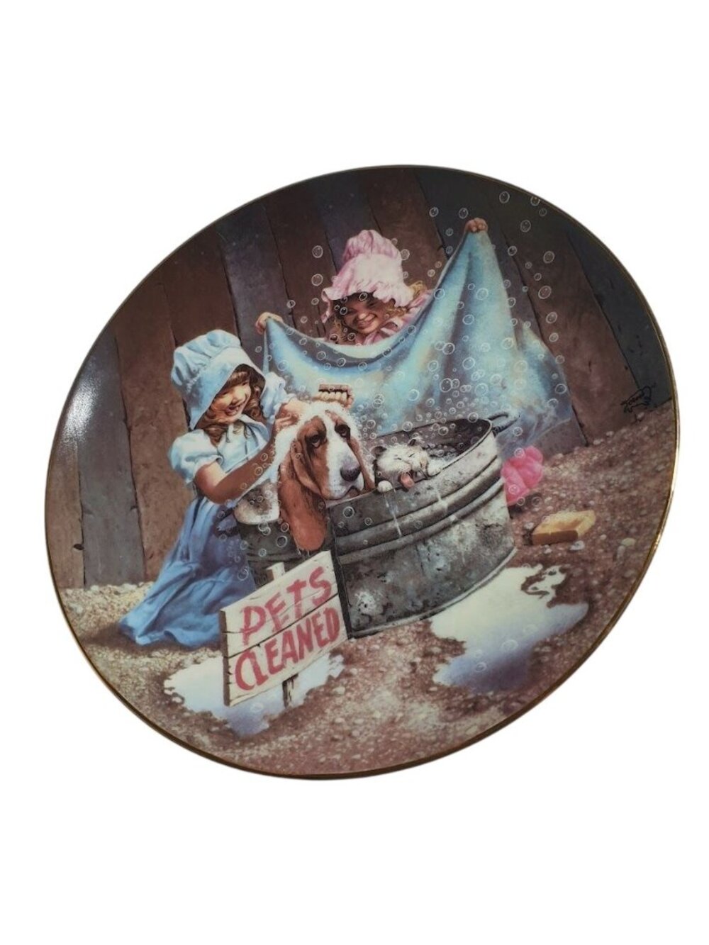 Tubs and Suds Don Crook Decorative Plate Children American Frontier 1986 Gift